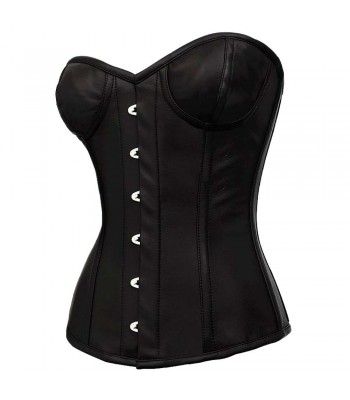 Women Real Leather Overbust Gothic Corset With Cups